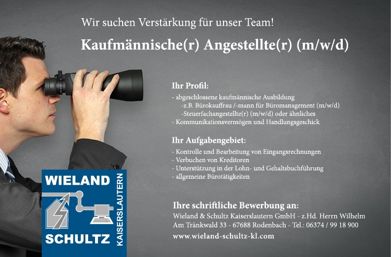 Kaufmännische(r) Angestellte(r) gesucht